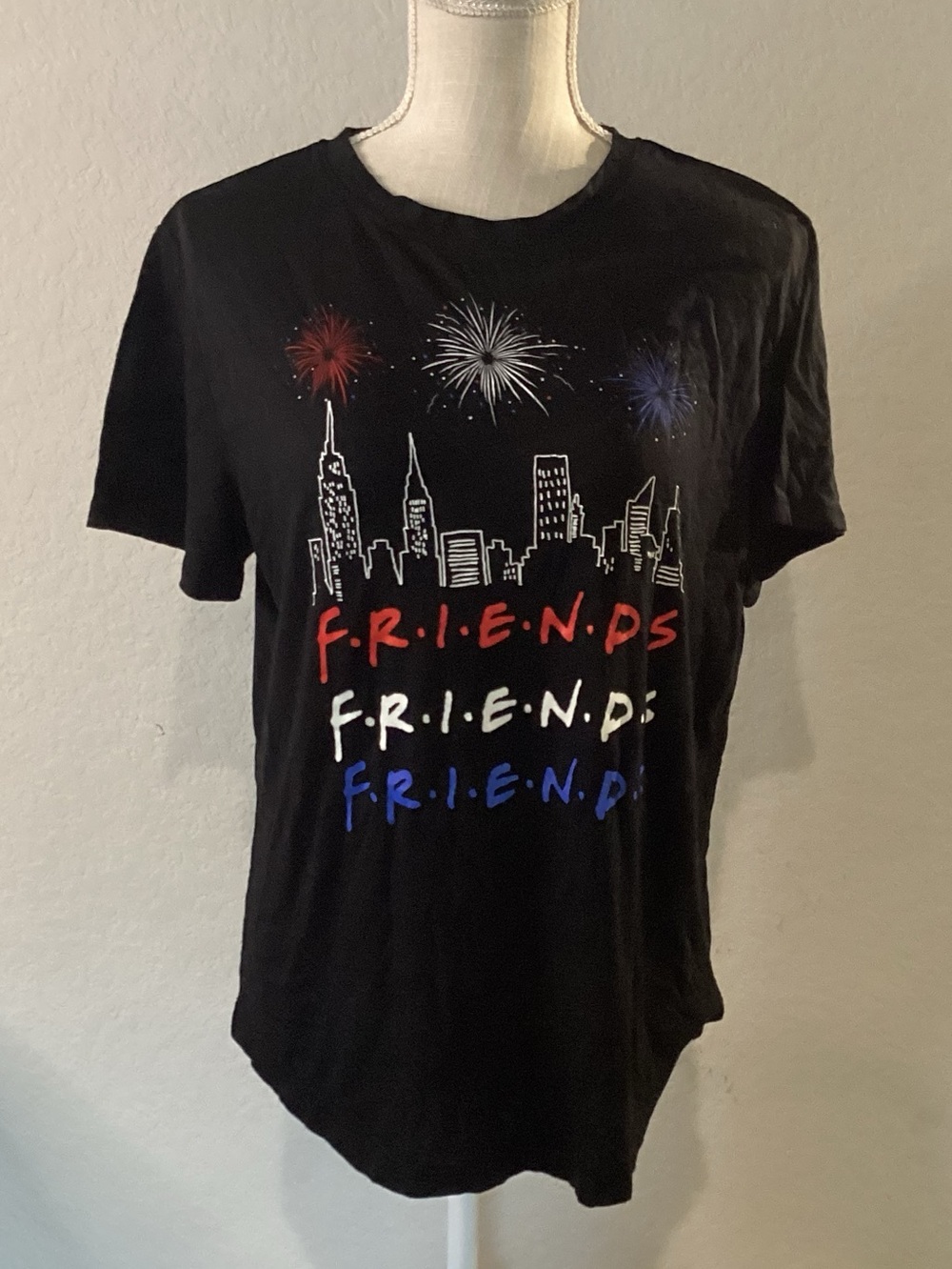 FRIENDS Black Graphic Tee with Subtle White Print